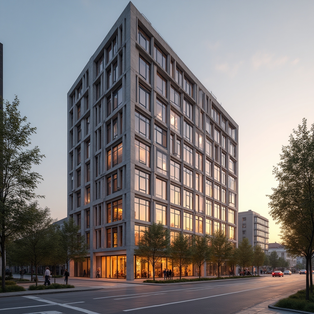 Exterior view of a modern office building in Bucharest during golden hour